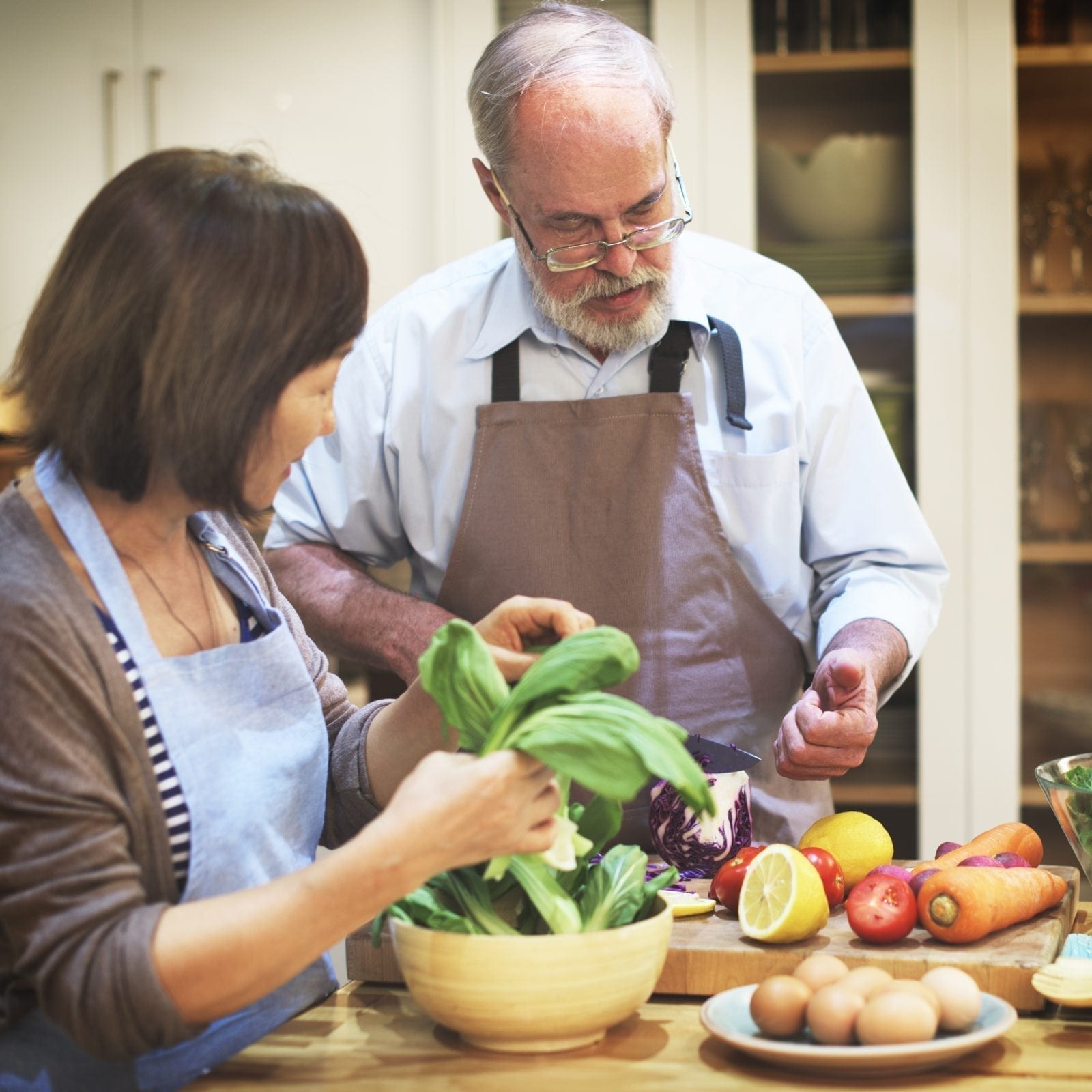 Couple preparing home meal
